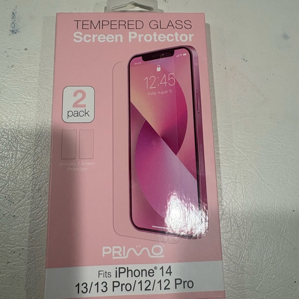 Pink Tempered Glass Screen Protector for iPhone 14/13/13 Pro/12/12 Pro - 2 Pack